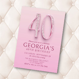 Invitación 40.º cumpleaños de diamantes rosados