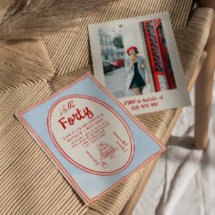 Invitación 40.º cumpleaños de la foto rápida de torta dibujad