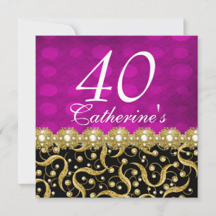 Invitación 40.º cumpleaños elegante cualquier edad rosada