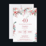 Invitación 40.º cumpleaños elegante invierno Berry Botánico<br><div class="desc">Invite a sus huéspedes a una fiesta especial de invierno o cumpleaños de Navidades con este elegante diseño floral de arándanos rojos y hojas de sabio verde. Las bayas rojas profundas están enclavadas en hojas y ramas. El texto rojo se suma al ánimo festivo. Este elemento forma parte de la...</div>