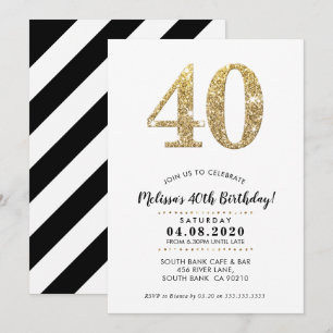 Invitación 40.º CUMPLEAÑOS FIESTA INVITAR purpurina de oro mo