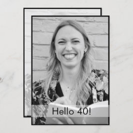 Invitación 40.º cumpleaños foto blanca negra elegante moderna