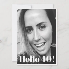 Invitación 40.º cumpleaños foto blanca negra elegante moderna