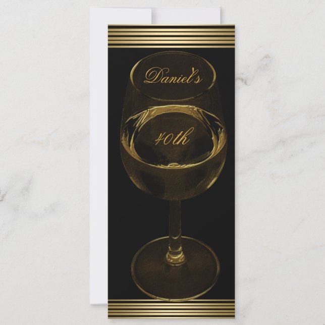 Invitación 40.º cumpleaños hombres Sepia Bebe Fría de Oro (Anverso)