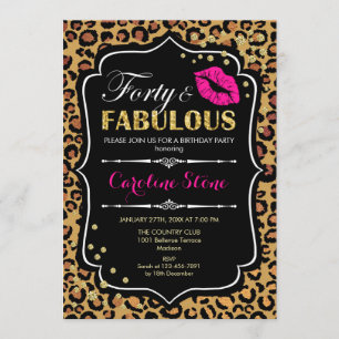 Invitación 40.º cumpleaños - Impresión de 40 fabulosos leopar
