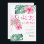 Invitación 40.º cumpleaños invita a acuarela Flamingo rosa<br><div class="desc">Celebre con estilo tropical con esta invitación de 40 años, perfecto para divertirse y festividades ideas fiestas para un 40! Diseñado con flamencos rosas pintados a mano y exuberantes hojas de palma tropicales, esta plantilla de invitación a la fiesta de cumpleaños prepara el escenario para una celebración vibrante. La lúgubre...</div>