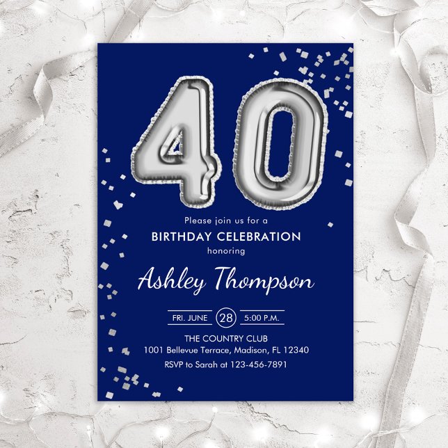 Invitación 40.º cumpleaños - Marina de los Globos Plateados (Subido por el creador)