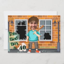 Invitación 40.º cumpleaños masculino de mal chico gracioso ca