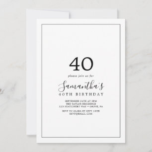 Invitación 40.º cumpleaños minimalista