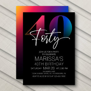 Invitación 40.º cumpleaños moderno