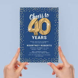Invitación 40.º cumpleaños Oro Azul