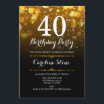 Invitación 40.º cumpleaños - Oro blanco negro<br><div class="desc">40.ª Invitación de cumpleaños. CUALQUIER EDAD Elegante diseño blanco negro con falsas luces purpurinas de oro. Cumpleaños de adultos. Incluye diamantes y tipos de letra de script. Invitación de cumpleaños de hombres o mujeres. Perfecto para una elegante fiesta de cumpleaños. Mándame un mensaje si necesitas más personalización.</div>