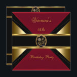 Invitación 40.º cumpleaños Oro Faux Velvet Red Jewel<br><div class="desc">40.º cumpleaños Oro Faux Velvet Red Floral Jewel. Elegante Fiesta elegante de todas las ocasiones invita a plantilla</div>