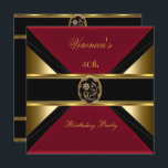 Invitación 40.º cumpleaños Oro Faux Velvet Red Jewel<br><div class="desc">40.º cumpleaños Oro Faux Velvet Red Floral Jewel. Elegante Fiesta elegante de todas las ocasiones invita a plantilla</div>