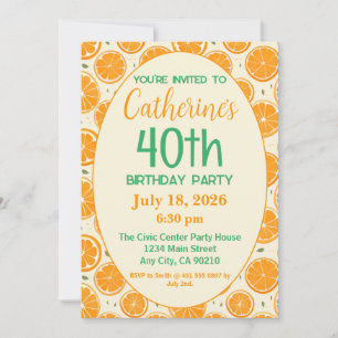 Invitación 40.º cumpleaños, patrón de rodajas Naranjas fresca