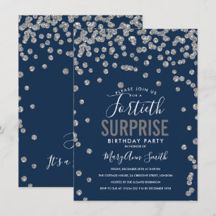 Invitación 40.º cumpleaños sorpresa de la marina de plata