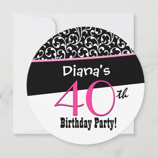 Invitación 40.º cumpleaños SWIRLY Modern Template A05 (Anverso)