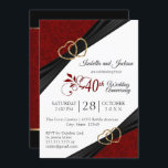 Invitación 40.º diseño de aniversario de Ruby<br><div class="desc">🥇 DISEÑO ORIGINAL DE ARTE DE DERECHOS DE AUTOR DE Donna Siegrist SÓLO DISPONIBLE EN ZAZZLE! Fiesta de aniversario y plantillas de invitación a eventos. Un diseño moderno listo para el personalizar de cualquier tipo de fiesta o evento simplemente cambiando la redacción. Nota ✔: No es necesario cambiar todas las...</div>