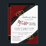 Invitación 40.º diseño de aniversario de Ruby<br><div class="desc">🥇 DISEÑO ORIGINAL DE ARTE DE DERECHOS DE AUTOR DE Donna Siegrist SÓLO DISPONIBLE EN ZAZZLE! Fiesta de aniversario y plantillas de invitación a eventos. Un diseño moderno listo para el personalizar de cualquier tipo de fiesta o evento simplemente cambiando la redacción. Nota ✔: No es necesario cambiar todas las...</div>