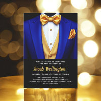 40.º evento de cumpleaños Royal Blue and Gold Tuxe