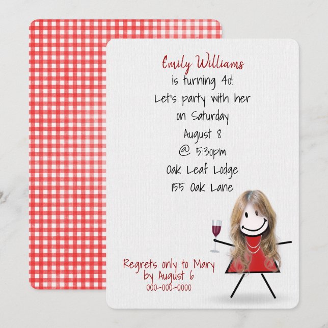 Invitación 40.º Fiesta Chica con vino (Anverso / Reverso)