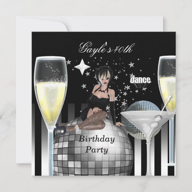 Invitación 40.º Fiesta Chicas de cumpleaños fuera de Champagn (Anverso)