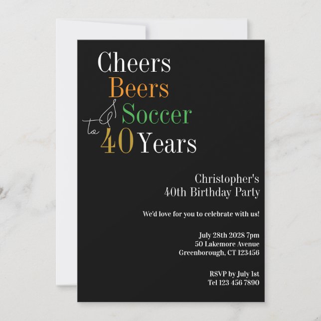 Invitación 40.º Fiesta de cervezas de cumpleaños (Anverso)