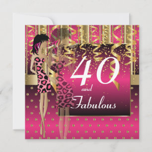 Invitación 40.º Fiesta de cócteles Chica de cumpleaños   Rosa