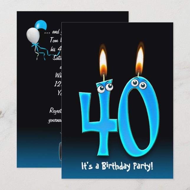 Invitación 40.º Fiesta de cumpleaños (Anverso / Reverso)