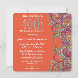Invitación 40.º Fiesta de cumpleaños