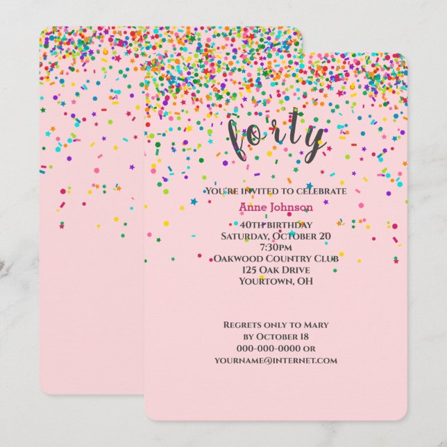 Invitación 40.º Fiesta de cumpleaños (Anverso / Reverso)