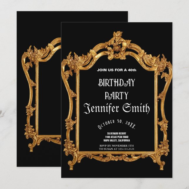 Invitación 40.º Fiesta de cumpleaños (Anverso / Reverso)