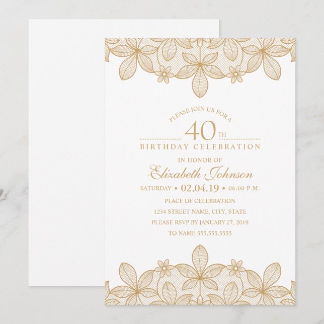 Invitación 40.º Fiesta de cumpleaños (Anverso / Reverso)