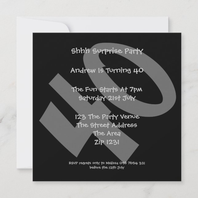 Invitación 40.º Fiesta de cumpleaños (Anverso)