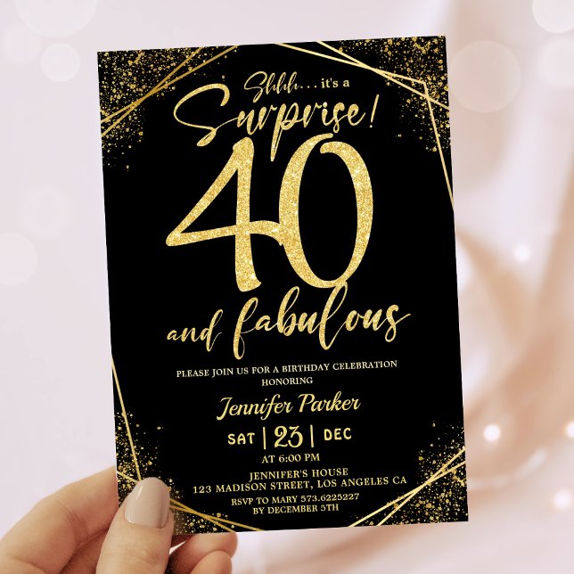 Invitación 40.º Fiesta de cumpleaños 40 Fabuloso Purpurina de (Subido por el creador)
