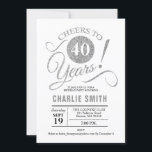 Invitación 40.º Fiesta de cumpleaños - Blanco plateado<br><div class="desc">40.ª invitación a la fiesta de cumpleaños en falso purpurina de plata y blanco. Presenta un tipo de letra de guión de tipografía elegante. ¡Salud a 40 años! Se puede personalizar en cualquier edad. Perfecto para una elegante celebración de los cumpleaños de las mujeres</div>