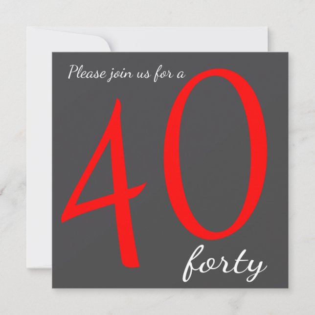 Invitación 40.º Fiesta de cumpleaños | DIY Textos (Anverso)