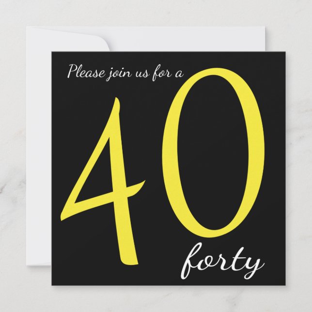 Invitación 40.º Fiesta de cumpleaños | DIY Textos (Anverso)