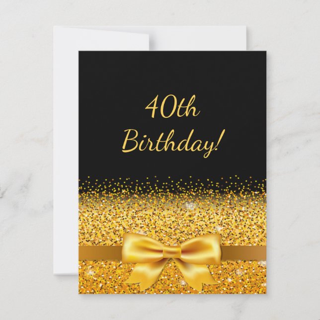 Invitación 40.º fiesta de cumpleaños elegante arco de oro neg (Anverso)