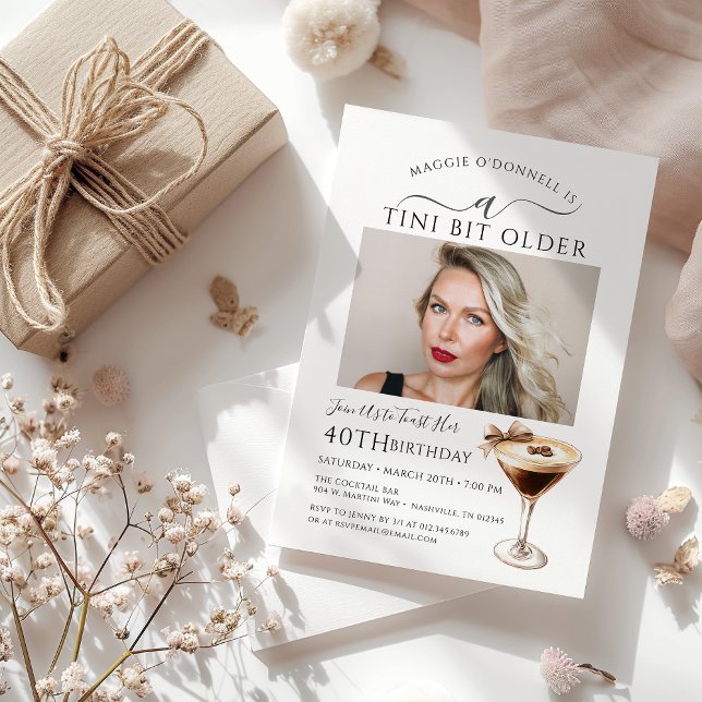 Invitación 40.º Fiesta de cumpleaños Foto Espresso Martini (Subido por el creador)