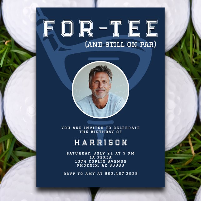 Invitación 40.º Fiesta de cumpleaños Foto Golf Azul moderno (Subido por el creador)