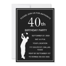 40.º Fiesta de cumpleaños Golfer Black Par Adult G