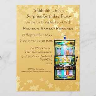 Invitación 40.º Fiesta de cumpleaños Máquina de ranura para C