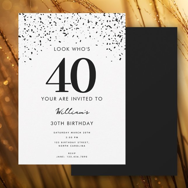 Invitación 40.º Fiesta de cumpleaños mira quién es 40 moderno (40th Birthday Party Look Who's 40 Modern Invitation)