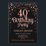 Invitación 40.º Fiesta de cumpleaños - Oro negro y Rosa<br><div class="desc">40.ª Invitación a la fiesta de cumpleaños. Elegante diseño en oro rosa negro y falso purpurina. Presenta un diseño elegante de tipo de letra y letra de guión. Mándame un mensaje si necesitas edad personalizado.</div>