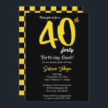 Invitación 40.º Fiesta de cumpleaños | PERSONALIZAR<br><div class="desc">Invitación de cumpleaños número 40 del personalizable. El texto amarillo y el fondo pueden cambiarse a cualquier color que desee utilizando la herramienta de edición. 📌 Si necesita una mayor personalización, haga clic en el botón "Haga clic para más Personalizares" o "Personalizar o Editar diseño" y utilice nuestra herramienta de...</div>