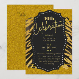 Invitación 40.º Fiesta de cumpleaños Purpurina de impresión p