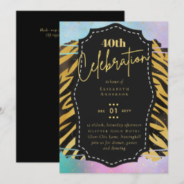 Invitación 40.º Fiesta de cumpleaños Purpurina de impresión p