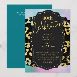 Invitación 40.º Fiesta de cumpleaños Purpurina de impresión p