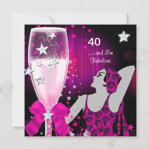 Invitación 40.º Fiesta de cumpleaños Retro Diva Fabulous Pink